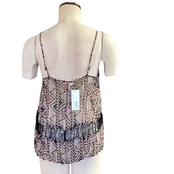 NWT BCBGeneration BOHO Chiffon Lace Tribal Swing Tank Top XS 148C - Picture 6 of 10